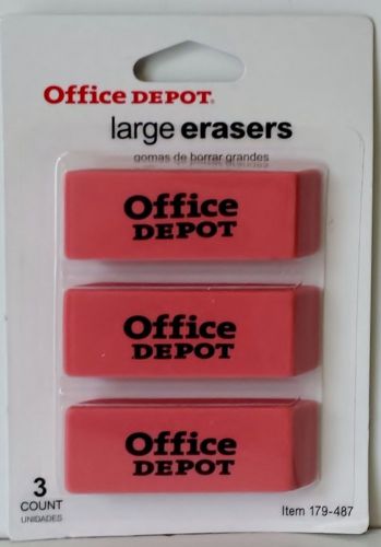 Office Depot Brand Beveled Erasers Latex Free Pink 3-Pack **Buy More**Save More*