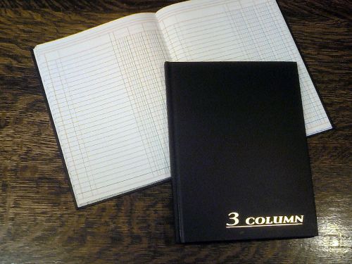 Adams Account Book, 3 Columns, 7 x 9.25&#034;, Black, 80 Pages, # ARB8003M, Ledger