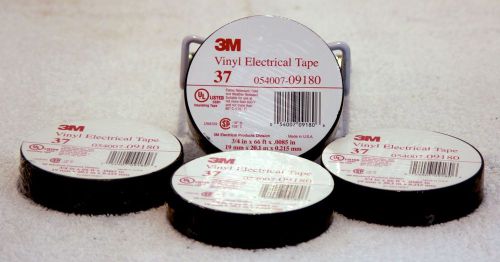 Tape electrician 3 m vinyl black 4 rolls 3/4&#034; x 66&#039; ft each 1200-225 for sale