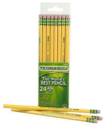 Dixon Ticonderoga Wood-Cased #2 HB Pencils, Box of 24, Yellow 13924