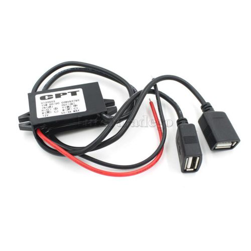 Dc-dc car converter module 12v to 5v 3a 15w dual double 2 usb power adapter for sale