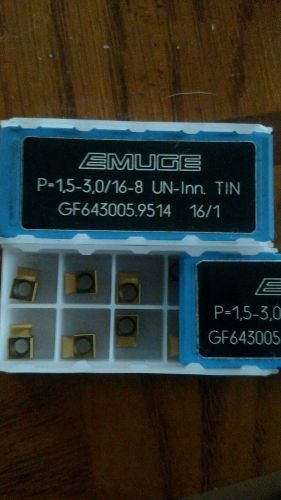 10 pcs. Emuge GF643005.9514. P=1.5-3.0/16-8 UN-Inn. Tin, 1 box.