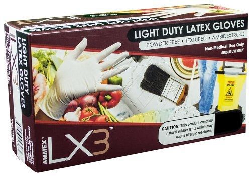 Ammex LX3 Latex Glove, Disposable, Powder Free, X-Small (Box of 100)