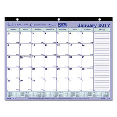 Monthly Desk Pad Calendar, 11 x 8 1/2, 2017, Sold as 1 Each