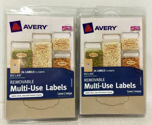 Two Packages of Avery Removable Multi-Use Labels, 24/Pack, 2.25&#034; x 1.125&#034;, New