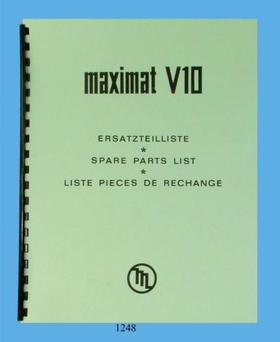 Emco Maximat V10 Lathe  Service Parts List Manual *1248