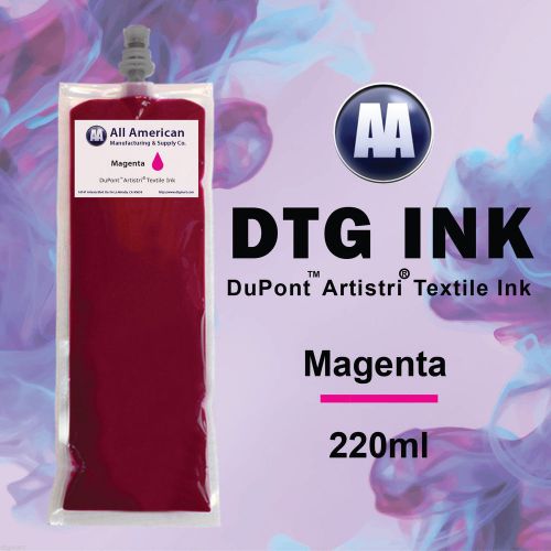 Dtg ink magenta 220ml dupont artistri ink for direct to garment printers ink bag for sale
