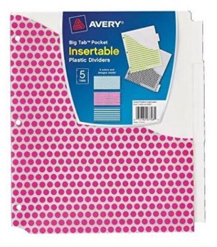 Avery Big Tab Pocket Insertable Plastic Dividers, 5-tab Set, 1 Set (07708)