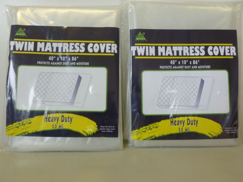 Mattress Bag Twin Size 2 Pack Plastic 40&#034;x10&#034;x86  Moving Supplies 2.5 Mil Thick