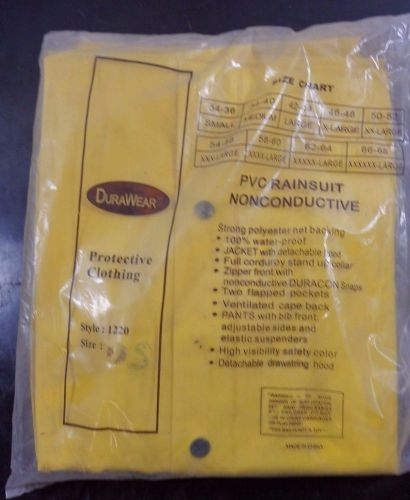 Durawear 3 piece yellow rain suit, 35 mil, pvc/poly, small, qty 9, 1220 |ki3| rl for sale