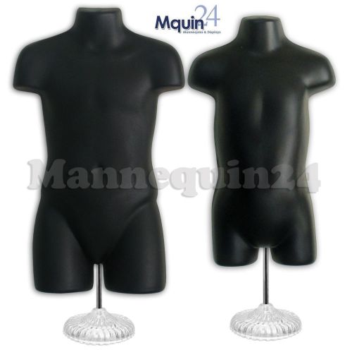 Child &amp; Toddler Body Mannequin Forms BLACK w/Stand +Hanging Hook for Pants 9235B