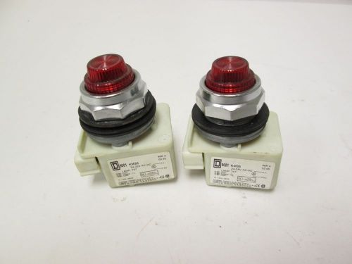 Lot of 2 square d 9001-km35 pilot lights 24vac/dc 80ma red for sale