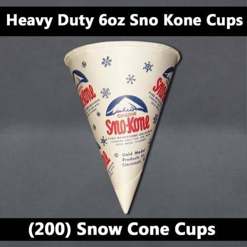 (200) 6oz SNOW CONE CUPS | Heavy duty Gold Medal Sno-Kone cup