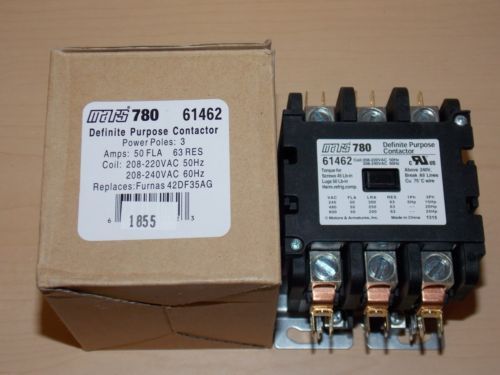 Mars 780 61462 Definite Purpose Contactor 3 Pole 208-220vac 50Hz 208-240vac 60Hz