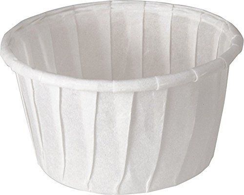 Sold individually solo 1.25 oz treated paper souffle portion cups for measuring, for sale