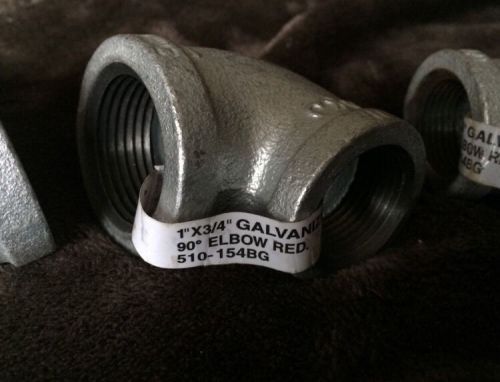 B &amp; k reducing elbow malleable galvanized iron 1 &#034; x 3/4 &#034; 90 deg. lot of 3 for sale