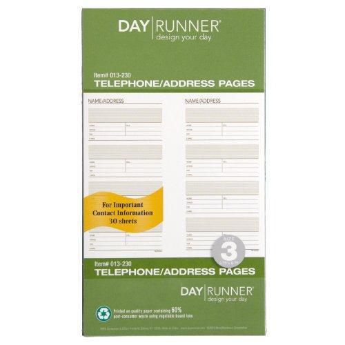 Day Runner Undated Planner Telephone and Address Refill, 3.75 x 6.75 Inches New