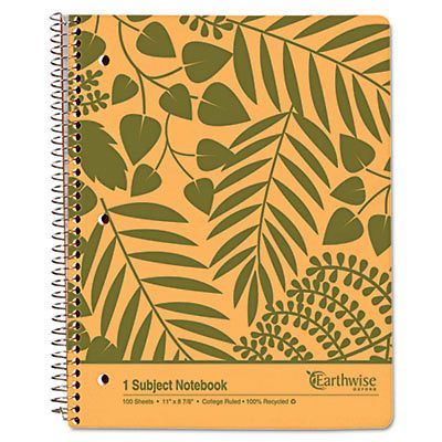 Earthwise Recycled Paper Notebook, College/Medium, 8 7/8 x 11, White, 100 Sheets