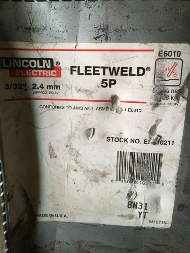 Lincoln Electric Fleetweld 5P.  E6010 Welding Rod Electrode 3/32&#034; 50lb Can