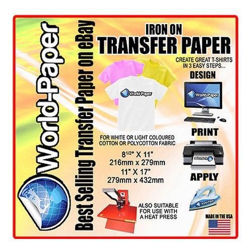 IRON ON HEAT TRANSFER PAPER FOR T-SHIRT 10 sheets