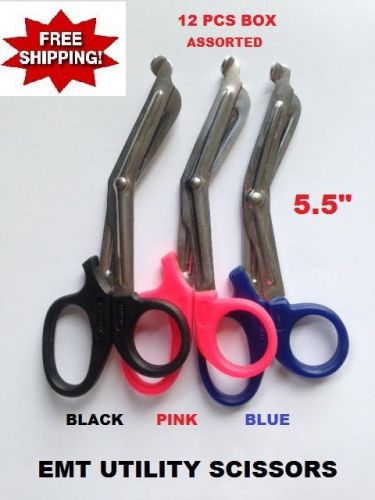 12 Pcs EMT / Utility Scissors 5.5&#034;  Assorted Color .