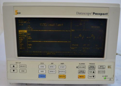 Datascope passport el 5 lead patient monitor 0998-00-0126 w/ power supply issues for sale
