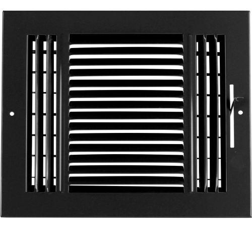 10w&#034; x 8h&#034; Fixed Stamp 3-Way AIR SUPPLY DIFFUSER, HVAC Duct Cover Grille Black