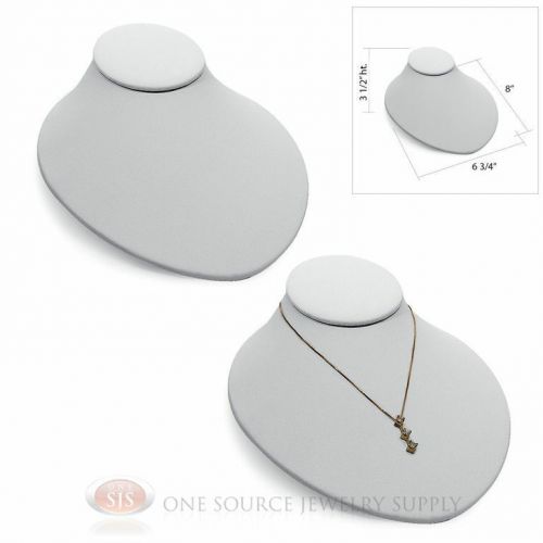 (2) 6 3/4&#034;W x 8&#034;D Lay-Down White Leather Pendant Necklace Neckform Jewelry Bust