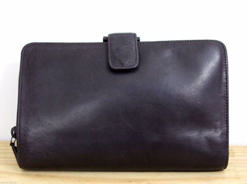 Hm deep brown genuine leather business organizer binder folder 6x0.5&#034;ring wallet for sale