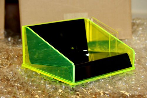 Black &amp; Neon Green Acrylic Countertop Store Display Showcase 1 Level