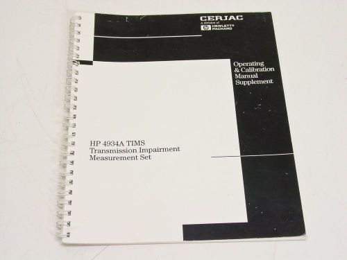 HP 4934A Operating &amp; Calibration Manual Supplement