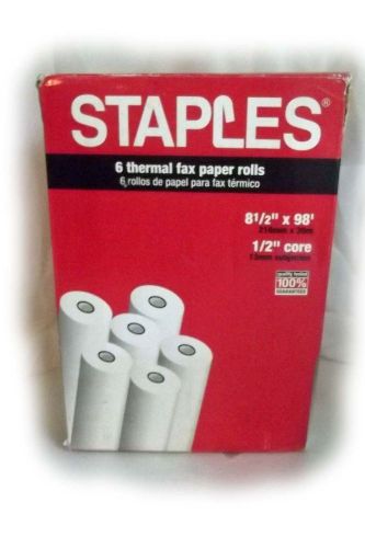 Staples Thermal Fax Paper 98&#039; roll x 1/2&#034; core