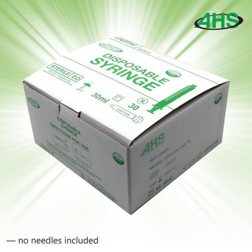 Syringe, 30ml, Sterile, Luer Lock, No Needle, AH30L