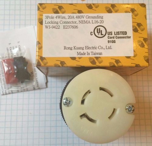 Nema l16-20 connector, 4 wire, 20a, 480v grounding connector, ul listed for sale