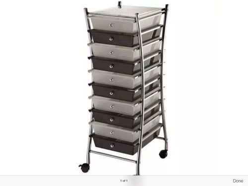 10-Drawer X-Frame Storage Cart in Clear and Smoke [ID 3424097]