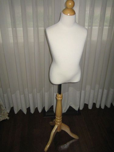 White Female French Mannequin Jersey Dress Form With Natural Tripod Wooden Base