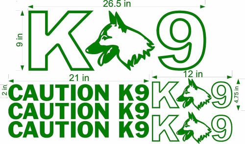 Caution K-9 Dog Vinyl Decal Sticker GREEN