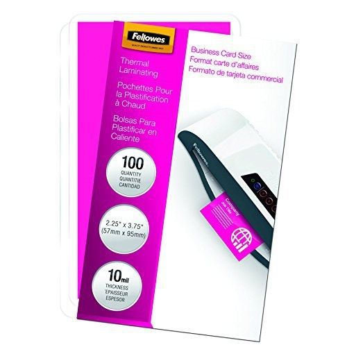 Fellowes Laminating Pouches, Thermal, Business Card Size, 10 Mil, 100 Pack