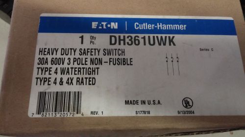 CUTLER HAMMER DH361UWK NEW IN BOX 3P 30A 600V N/F STAINLESS DISCONNECT 4X #A66