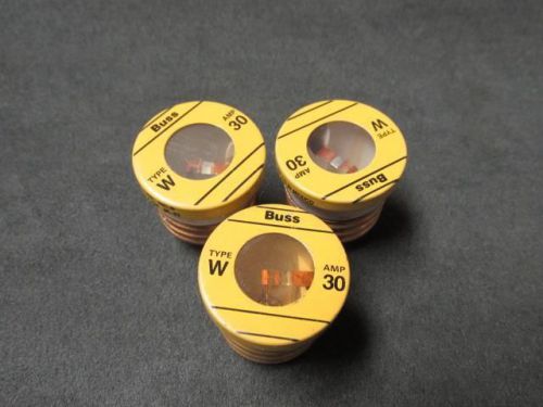 NEW NOS Lot of (3) Bussmann Type W 30A Fuses 30 Amp