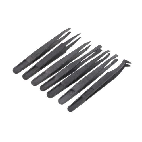 Brand new plastic heat resistant straight bend anti-static tool tweezer 7pcs fl for sale