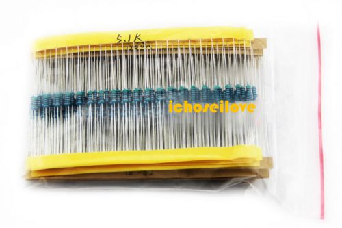 1000pcs 50 value 1/4w metal film resistor resistance assortment kit set 1% for sale