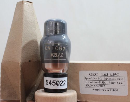 6J5G L63 CV1067 GEC Osram  made in Gt.Britian Amplitrex AT1000 test #545022