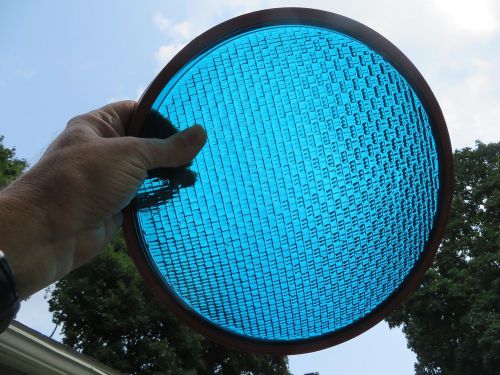 (1) onetraffic light signal lens green blue glass  w/ gasket 12&#034; rr for sale