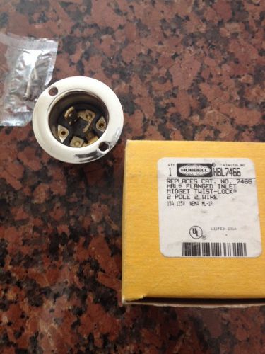NEW HUBBELL HBL7466 15A 125V 2P 2Wire Flanged Inlet