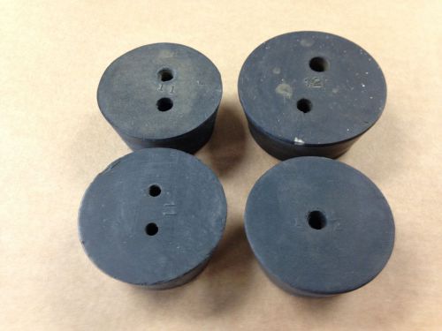 Size 12, 11, 10.5 Chem Lab Flask Stoppers with Holes Lot of 4