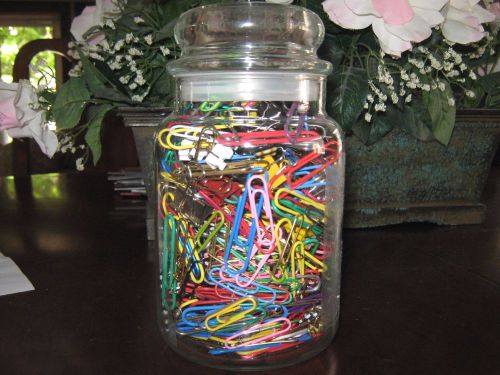 Large Yankee Candle Jar filled with clips