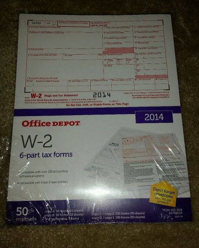 Office Depot® Brand 6-Part W-2 Laser Tax Forms, 2014, Pack of 50