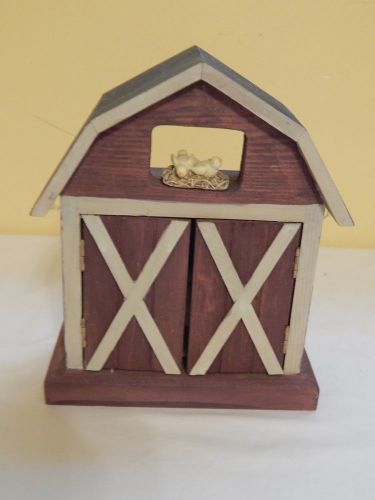 Rooster wood wooden house chicken coop red barn collectible ornament