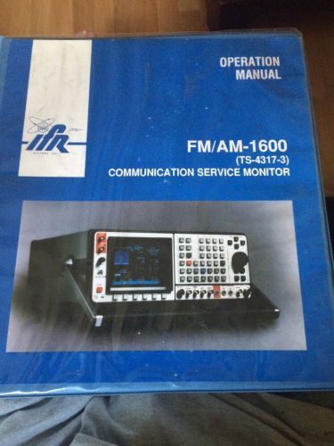 IFR FM/AM-1600 Communications service monitor Operations Manual (TS-4317-3)